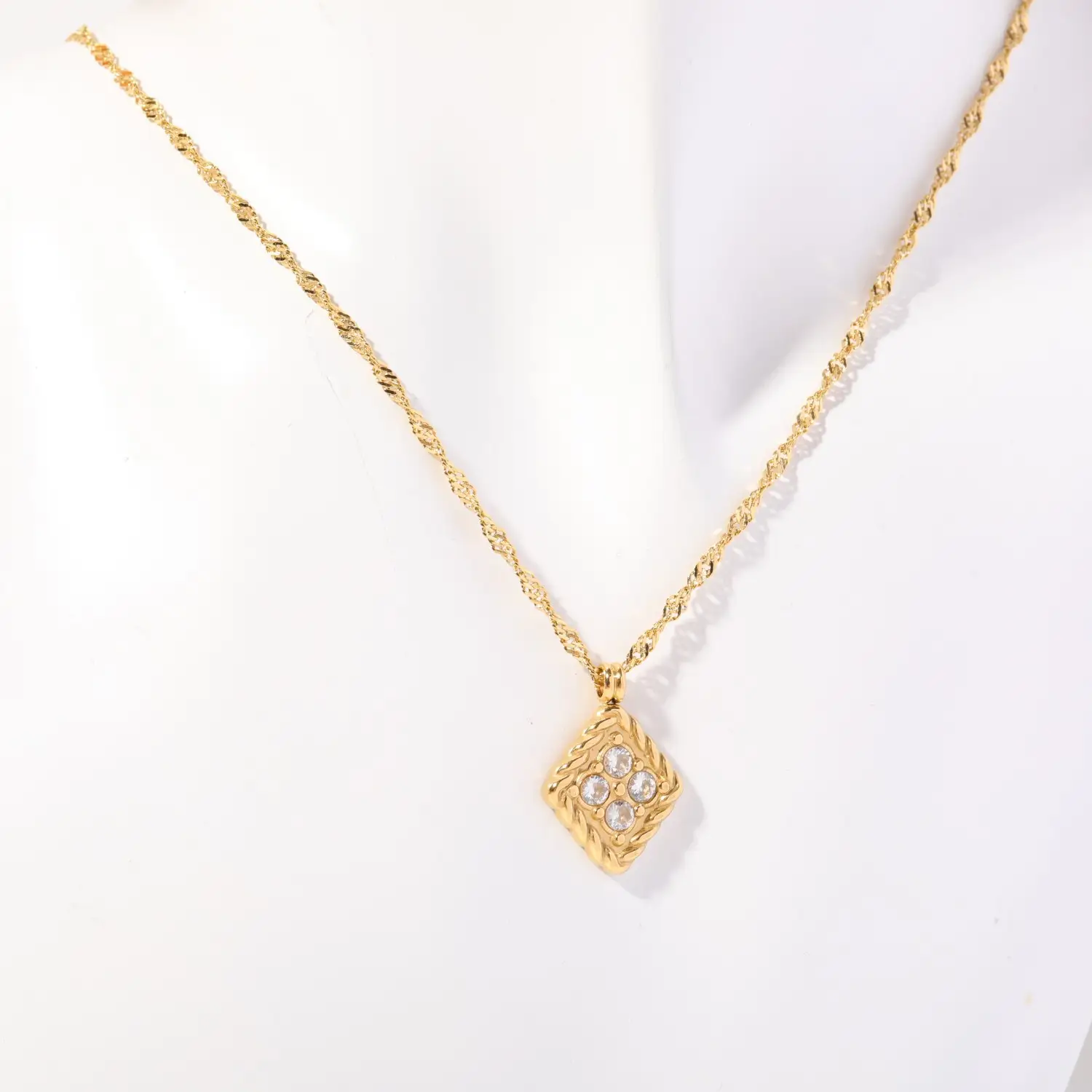 December Birthday Stone Necklace Quadrilateral