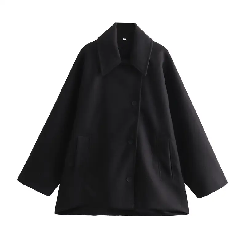 Loose Short Multi-color Blended Woolen Coat Outerwear
