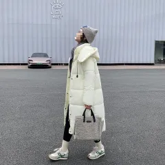 Loose Thick Long Stand-up Collar Hoodie Padded Coat Cotton-padded Coat - Cream - View 1