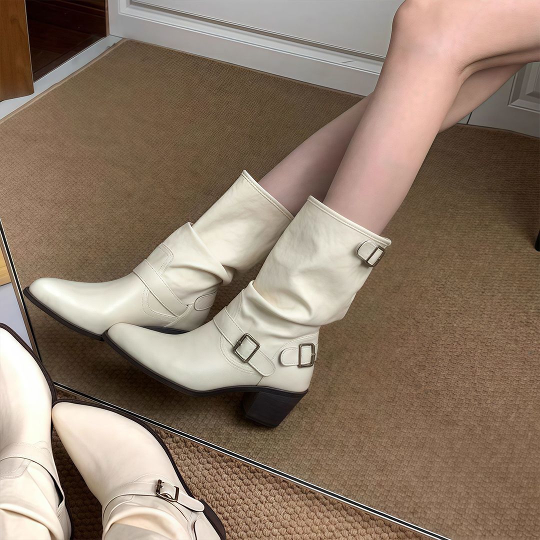 Fashion All-match Comfort And Casual Pointed Toe Chunky Heel