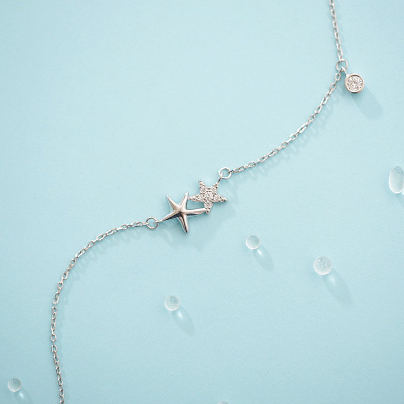 Sterling Silver Simple Short Starfish Necklace