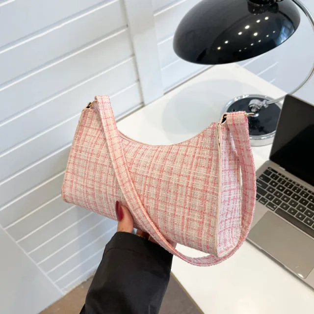 Korean style Casual Plaid Trendy Cute Tote Bag For Women Pink - Shop at LoveMi