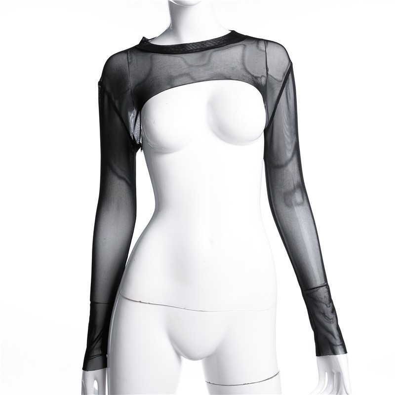 Summer See-through Turtleneck Long Sleeve Transparent