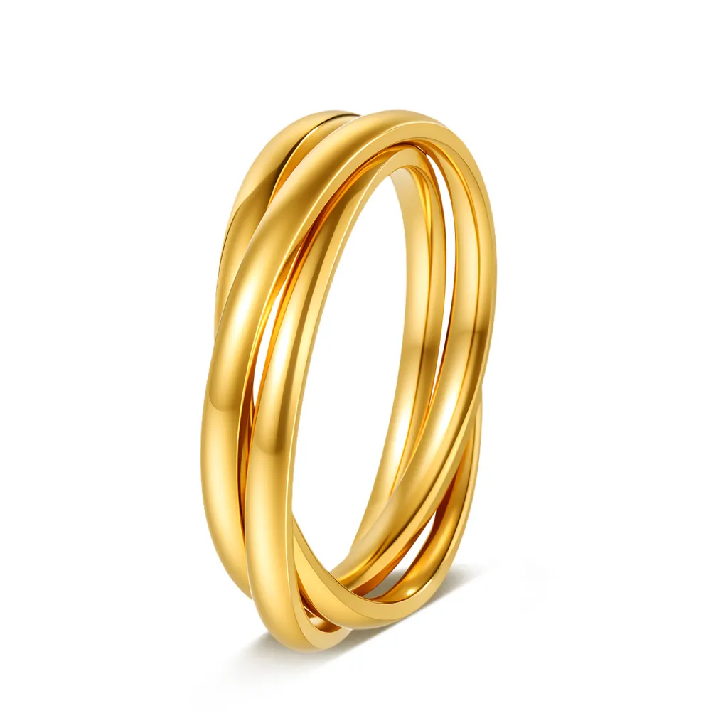 Tri-Link Creative Ring In Titanium Steel For Women - Jwr014 Gold