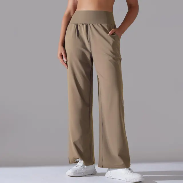 Women's Loose Sports And Leisure Yoga Pants Lengthened Cocoa Color - Shop at LoveMi