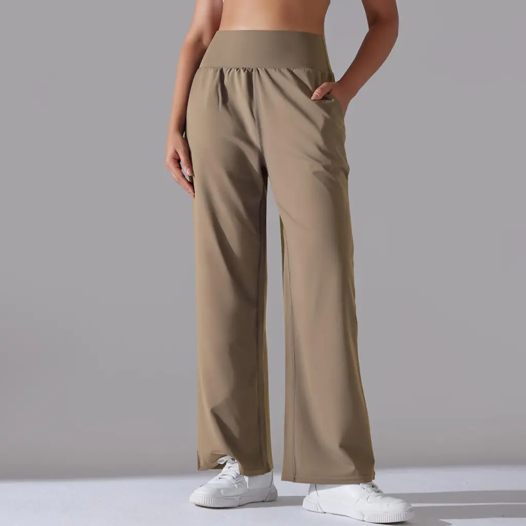 Women's Loose Sports And Leisure Yoga Pants - Lengthened Cocoa Color-S
