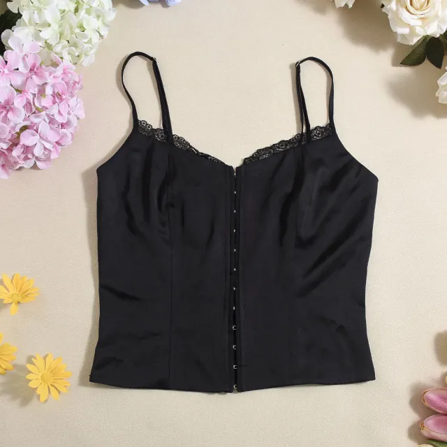 Women's Cropped Hollow Sexy Adjustable Shoulder Strap Vest Black - Shop at LoveMi
