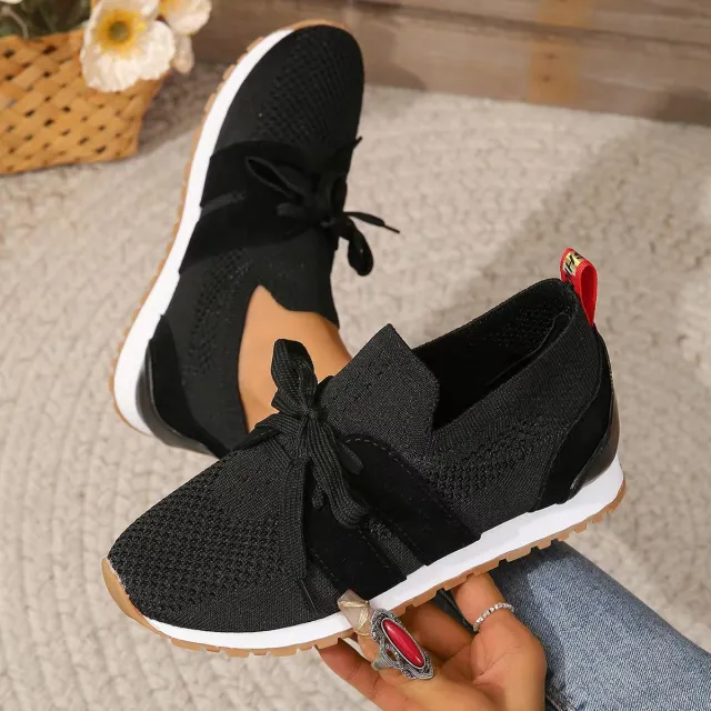 Women's Comfortable Fly Woven Mesh Lace up Casual Shoes Black - Shop at LoveMi