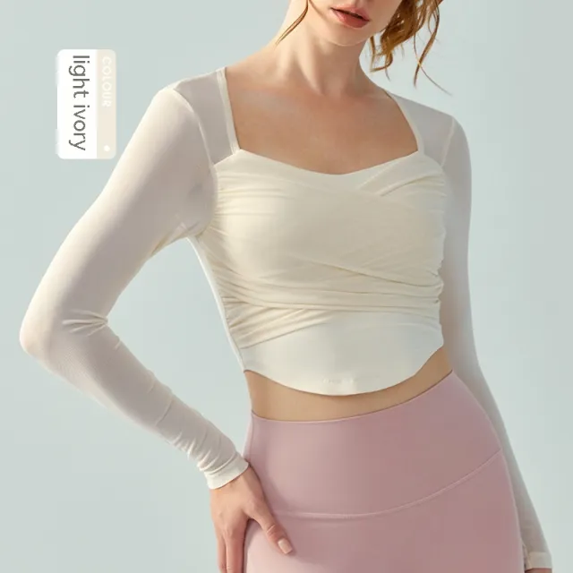 Quick drying Exercise T shirt Workout Top Light Ivory - Shop at LoveMi