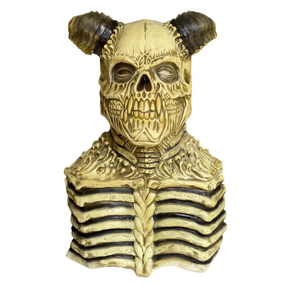 Halloween New Horror Skull Horn Devil Latex Mask Hood