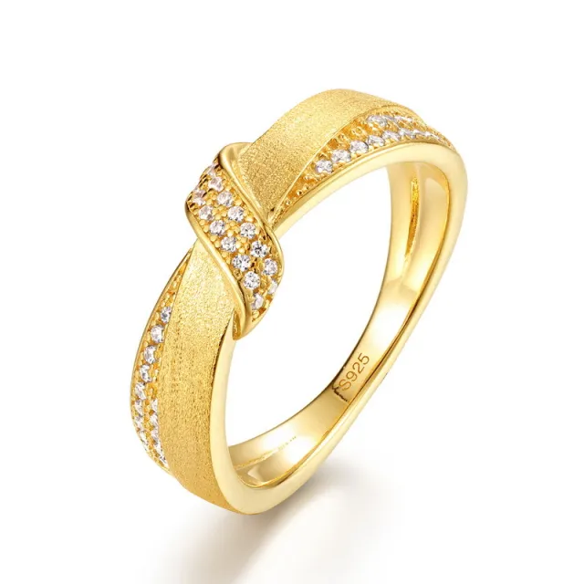 S925 Pure Silver Double Ring Gold Plated Hk13 - Shop at LoveMi