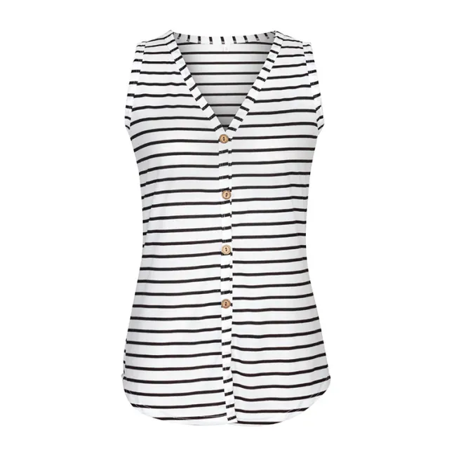Summer Versatile Women's Multi color Sleeveless Vest Outer Wear T shirt Black And White Stripes - Shop at LoveMi