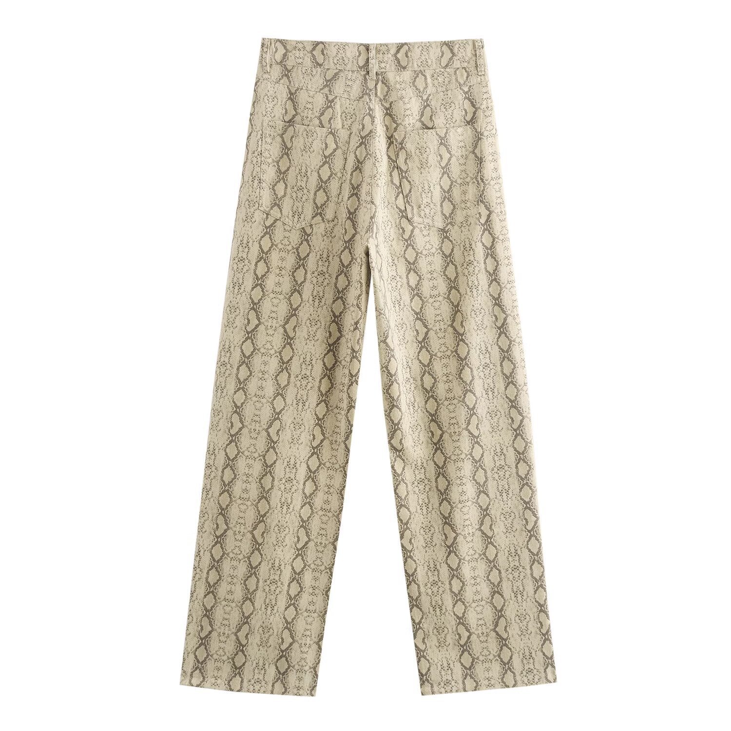 Women's Autumn And Winter New Printed Denim Jacket Straight-leg Pants Suit