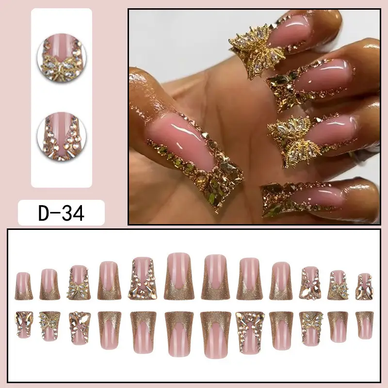 Golden Diamond In The Debris Butterfly Nail Stickers