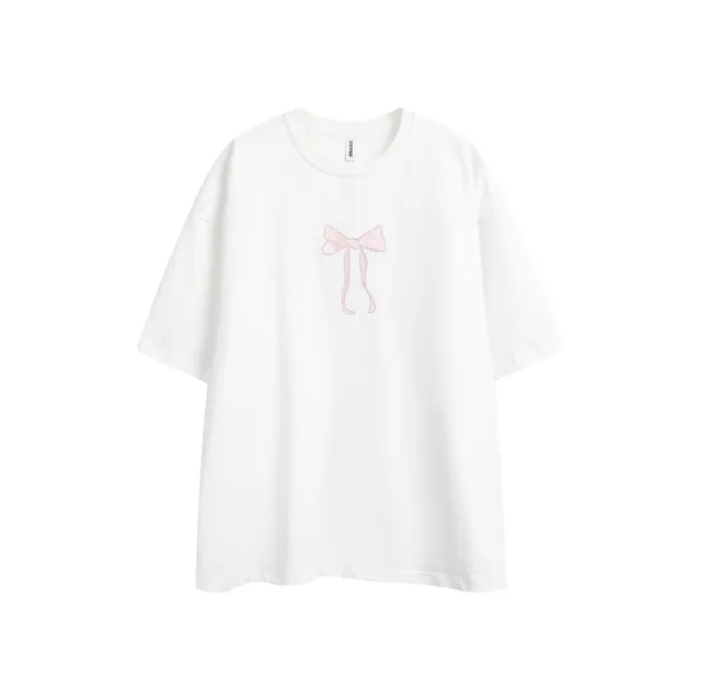 Women's Bow Embroidered Short sleeved T shirt White - Shop at LoveMi