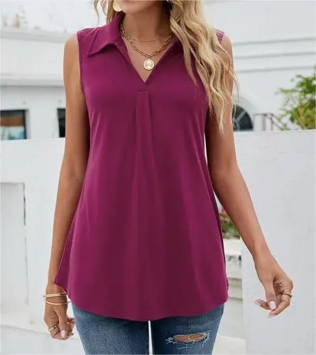 European And American Women's Solid Color Casual Vest Purple - Shop at LoveMi