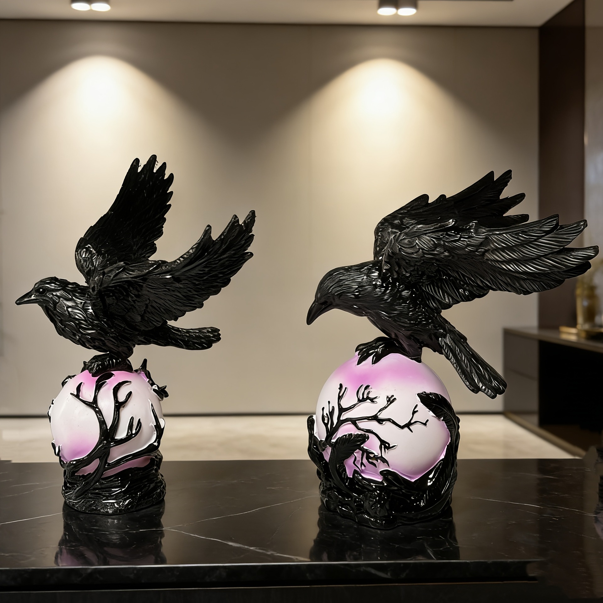 Resin sculpture raven ornament home desk decoration (head