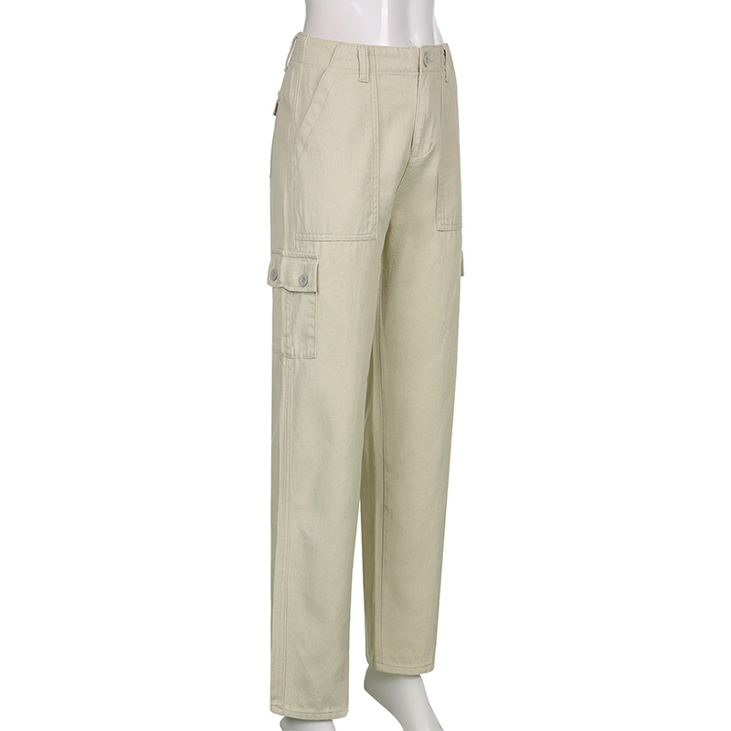 Title 13, Womens Loose Drape Khaki High Waist Trousers. ...