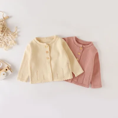 Girls' Fashionable Knitted Sweater Crew Neck Coat