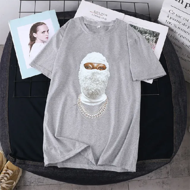 Black Short sleeved T shirt Women's Spring And Summer American Street Personality Loose Top Wear Light Gray - Shop at LoveMi