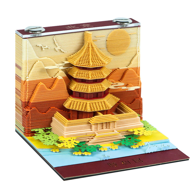 Landmark Series 3D Stereo Sticky Notes Antique-Style Desktop Decorations