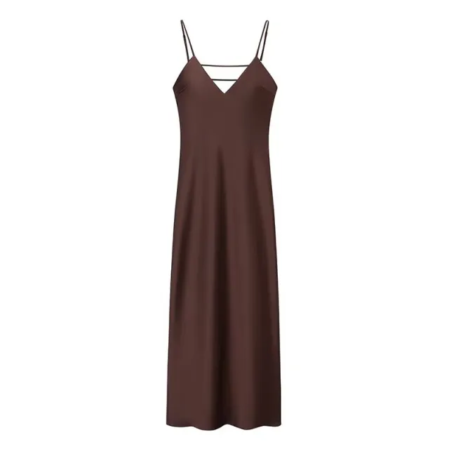 Golden Holiday Party Dress Silk Satin Texture Midi Skirt Sling Dress Gold - Shop at LoveMi