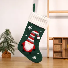 Christmas Decoration Embroidered Old Man Christmas Candy Socks Gift Bag Pendant - Green - View 1