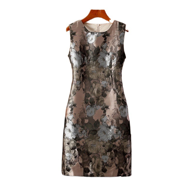 Chinese Fashion Ink Painting Temperament Slim Retro Sleeveless Dress