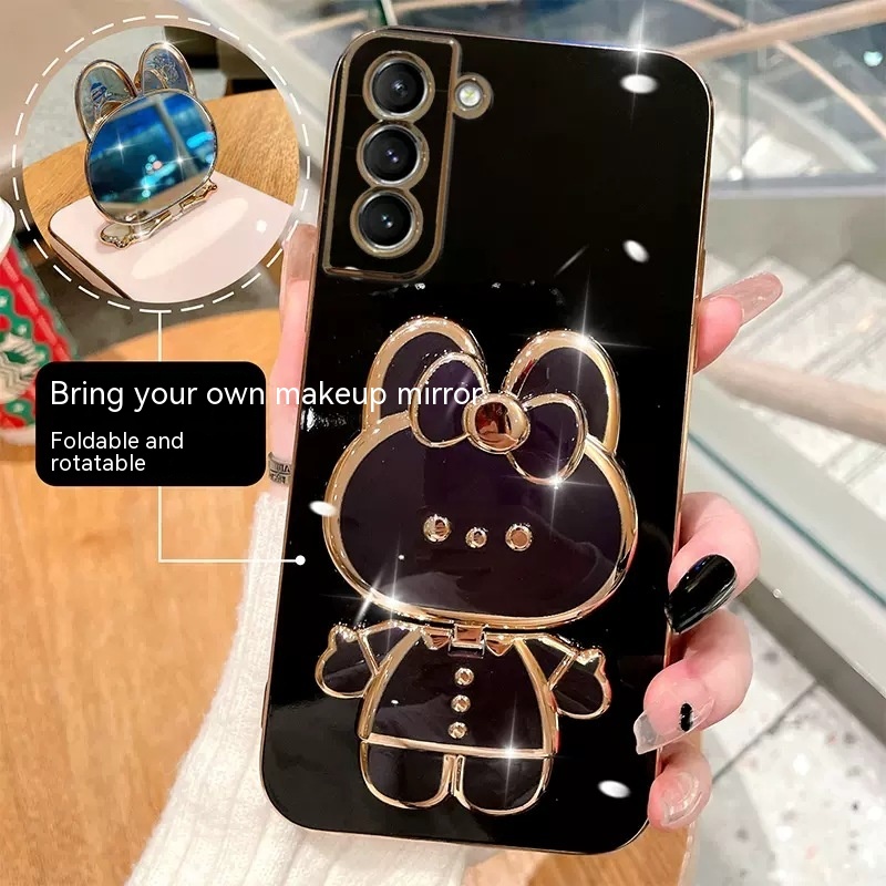 Straight Edge Plating 6D Phone Case S22 Rabbit Makeup Mirror Protective Sleeve - Image 11