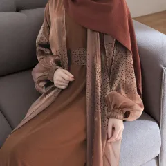Lady Mesh Robe Coat Two-piece Set - Amber - View 1
