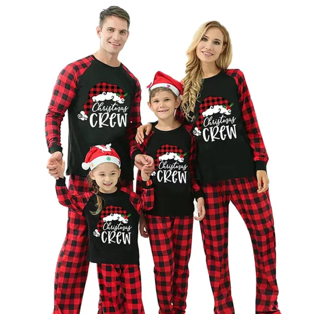 Checkered Cotton Parent child Christmas Home Pajama Set Image Color 2 - Shop at LoveMi