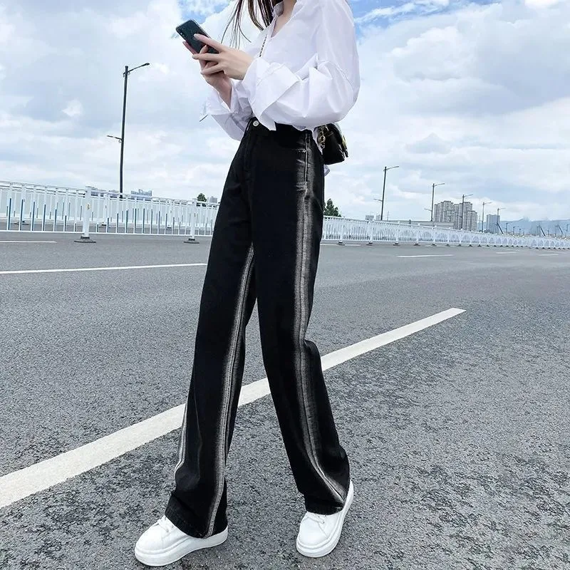 Black Gradient Straight Jeans - Black