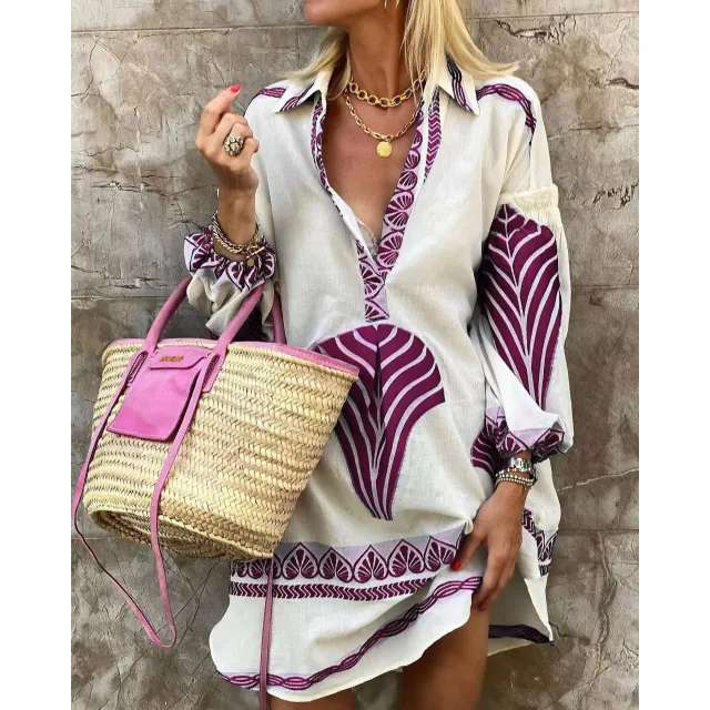 Spring And Summer Leisure Long Shirt Purple - Shop at LoveMi