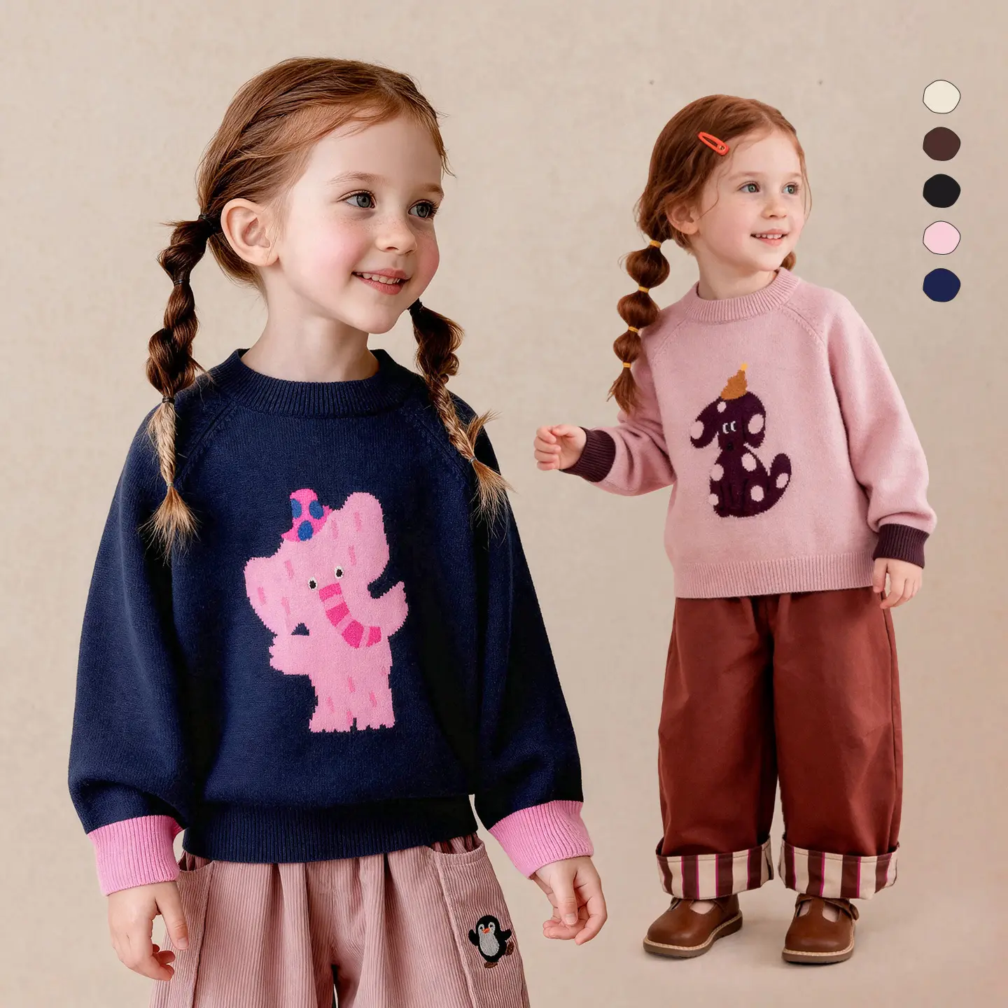 Crew-neck Pullover Cartoon Knit Sweater