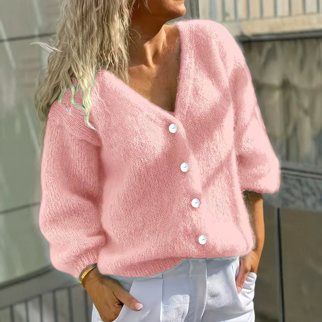 Simple Button-front Cardigan Sweater Jacket