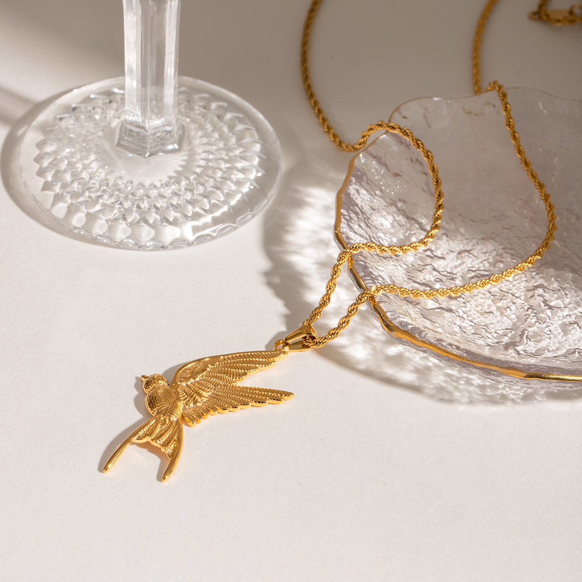 Stainless Steel Peace Dove Pendant Necklace Design Sense