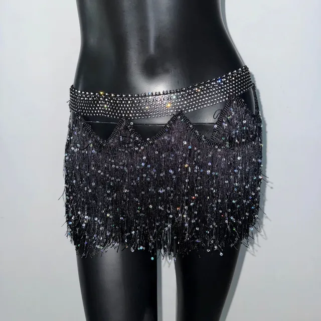 Sexy Costume Tassel Mini Nightclub Music Festival Skirt Black - Shop at LoveMi