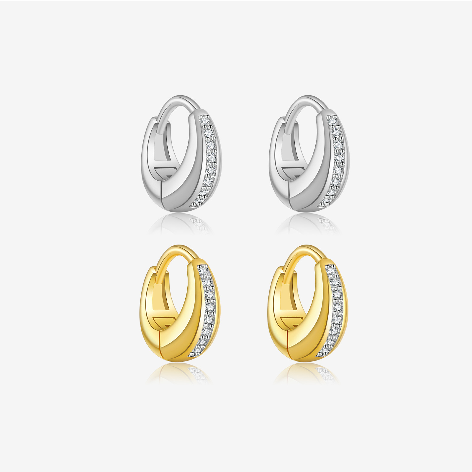 S925 Sterling Silver Earrings Zircon Simple And Light Luxury Style