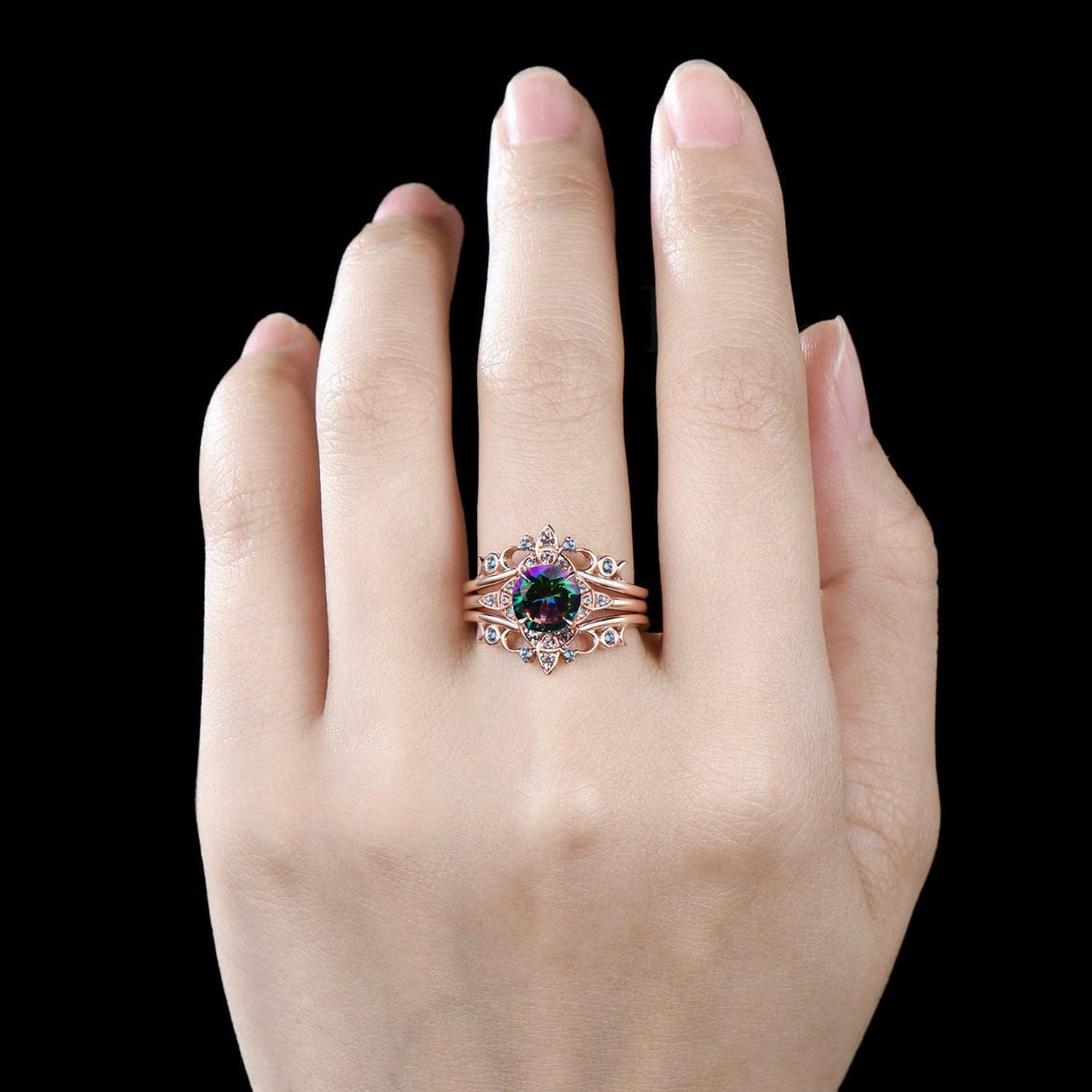 Inlaid Colorful The Crystal Set Ring