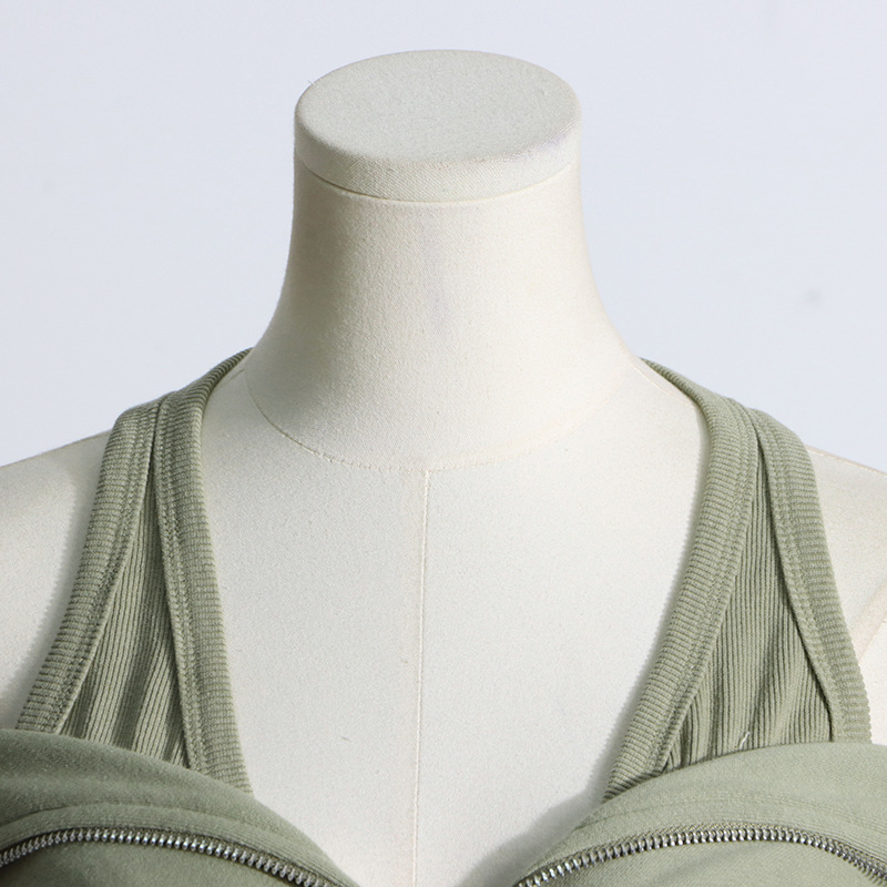 Women's Fake Two-piece Design Waist-tied Hooded Sweater