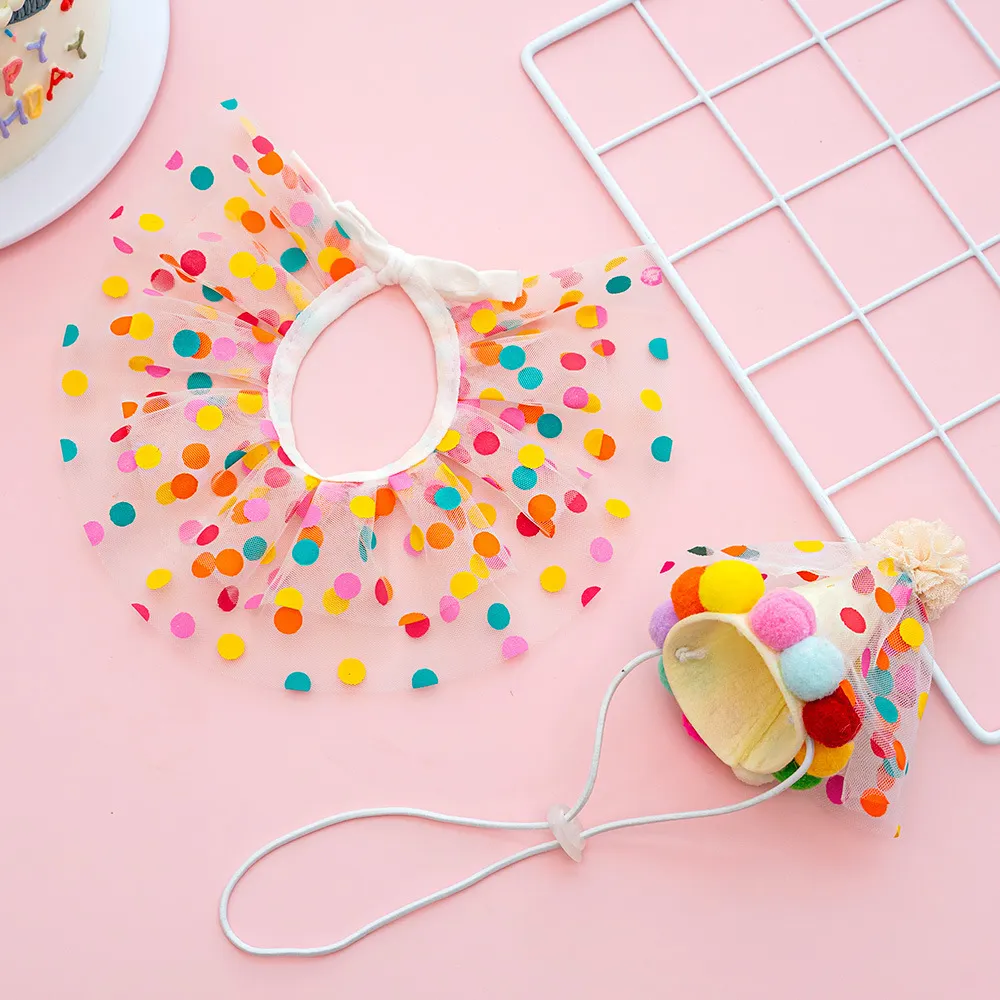 Pet Polka Dot Lace Bib Dog Birthday Suit - Suit Colourful Dots