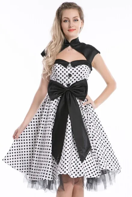 R1019 white rockabilly dress