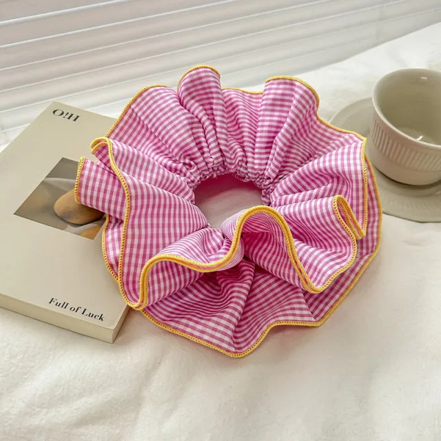 Women's Mori Style Floral Plaid Hair Ring Headdress Rose Red - Shop at LoveMi
