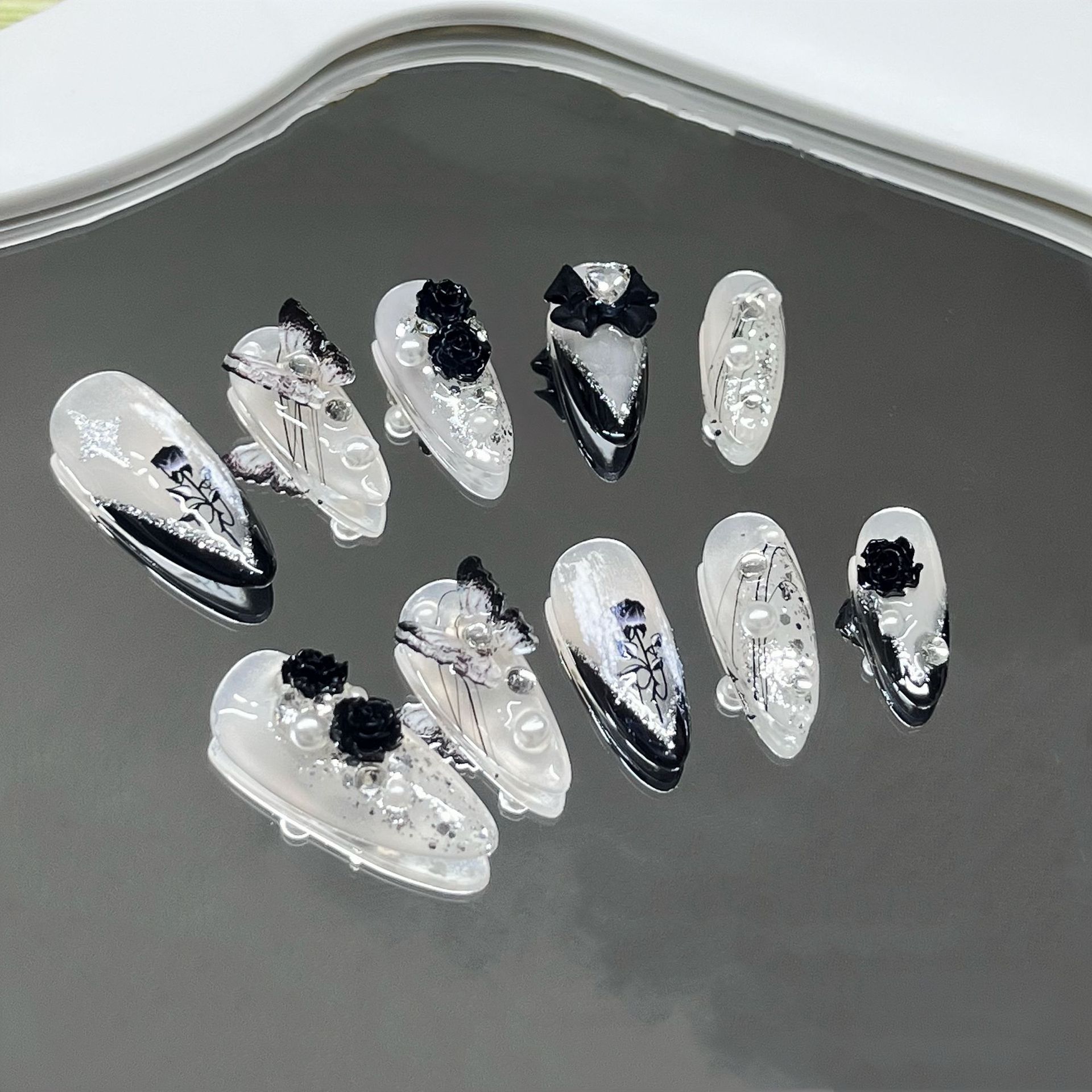 Handmade Wear Nail Dark Princess Plaster Rose Heavy Industry Manicure