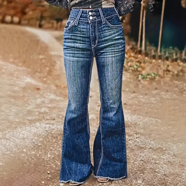 Ladies' Elastic Lifting Buttocks Slimming And Waist Cinching Jeans Blue - Shop at LoveMi