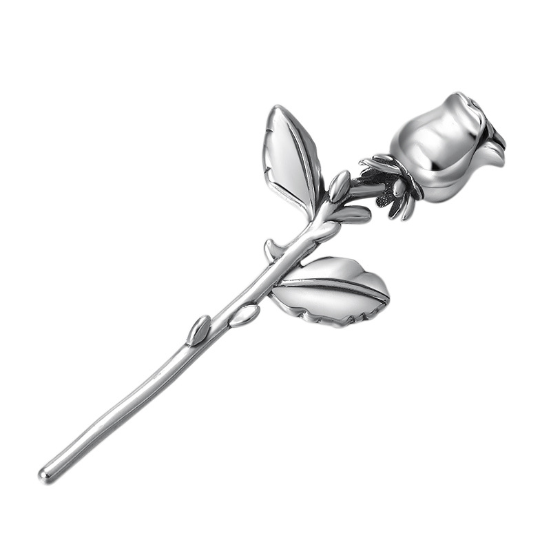 S925 Sterling Silver Retro Simple Elegant Rose Pendant