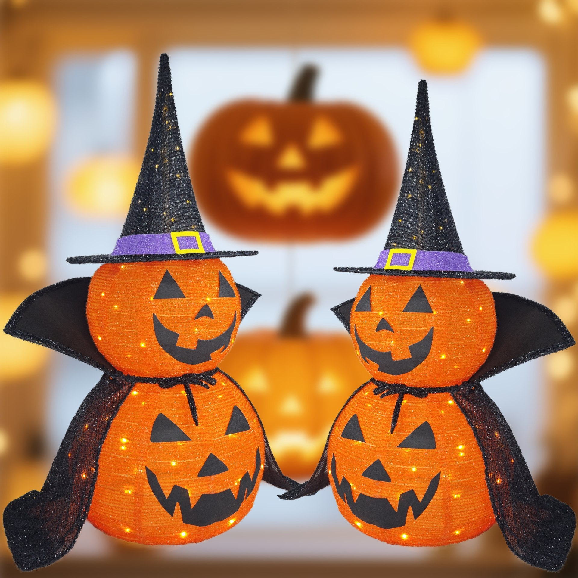 Foldable Pumpkin Lantern Set of Two, picture 3 of 4