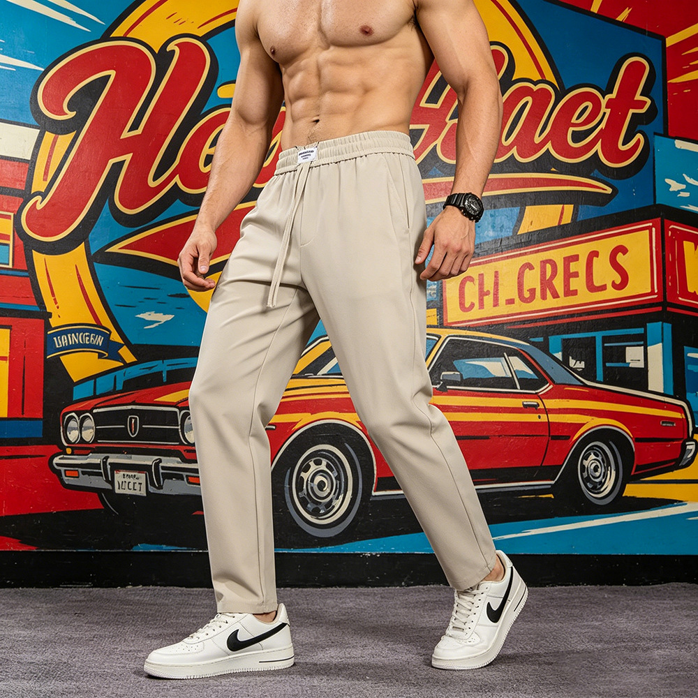 Men's Anti-wrinkle Elastic Waist Micro-cone Straight Casual Pants
