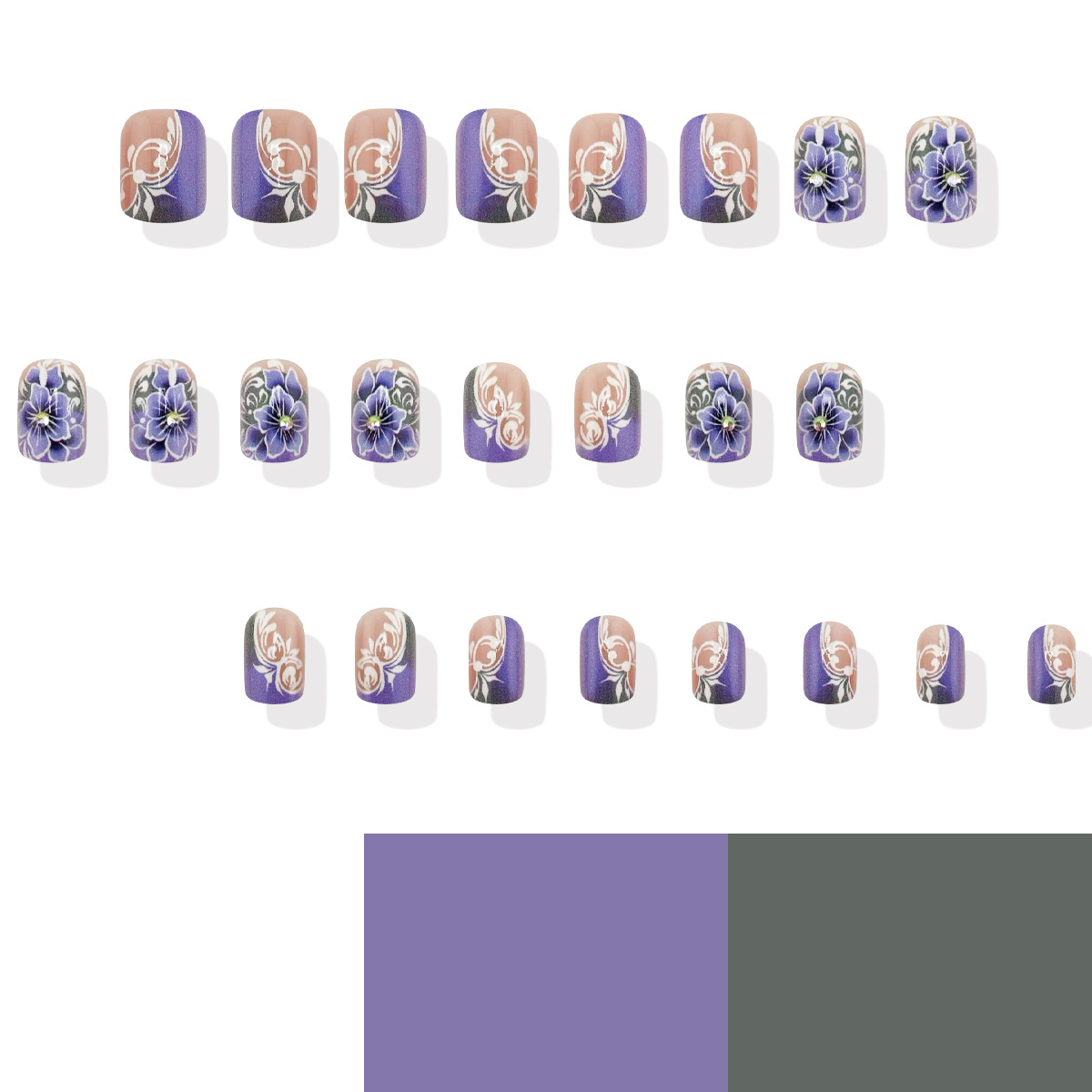 Greyish Purple European-style Line Flower Design Wear Armor Nail Stickers