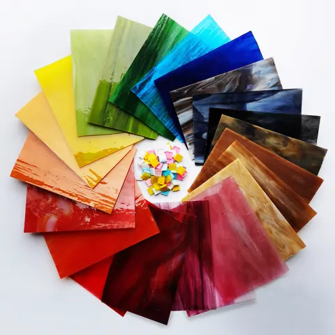 Large Handmade Mica Mural Fragments Transparent Colored Glass